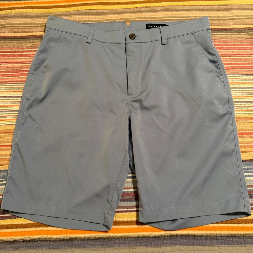 Dunning Golf Mens Performance‎ Shorts Light Blue Size 36 Flat Front Polyester